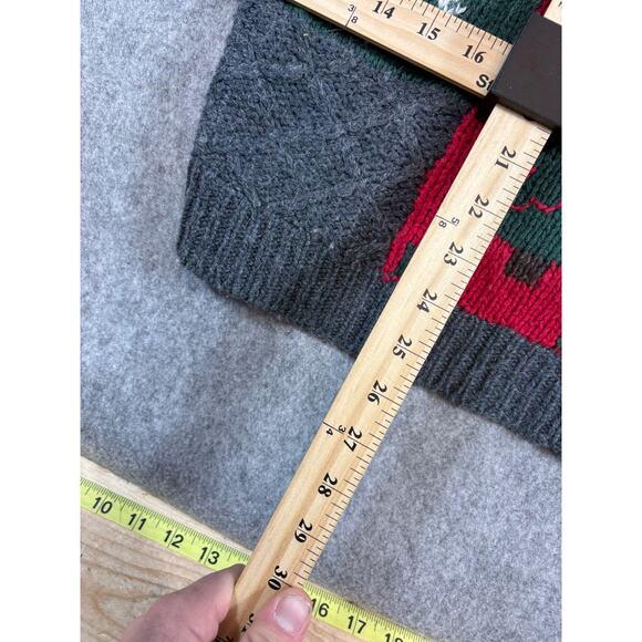VINTAGE 90s Studio Works Christmas Cardigan Sweater Womens Large Knit Holiday - Picture 4 of 7